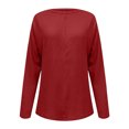 thumbnail image 4 of Yuyuzo Hauts Grande Taille pour Femmes Chic Mode Décontracté Couleur Unie Chemises de Bas Manches Longues Col Rond Hauts, 4 of 5