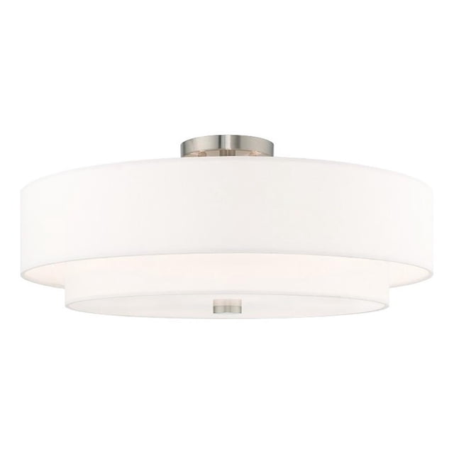 Bowery Hill 9.5" 5-Light Metal & Fabric Semi Flush in Brushed Nickel