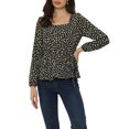 thumbnail image 1 of INSPIRE CHIC Blouse à Manches Longues Florale à Encolure Carrée avec Ceinture TP Noir, 1 of 5