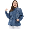 thumbnail image 2 of GRACE & GRANDEUR Women's Plus Size Stand Collar Zipper Denim Jacket, 2 of 6