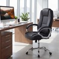 thumbnail image 4 of Costway Leather Office Chair Ergonomic Executive Chair with Rocking Backrest Black, 4 of 9