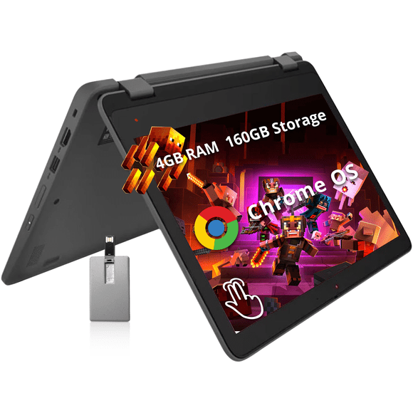 Lenovo 300e G4 11.6" 2-in-1 Touchscreen Chromebook, MediaTek MT8186 Processor, 4GB RAM, 160GB Storage (32GB eMMC+128GB USB Card), Integrated Graphics, Wi-Fi 6, Chrome OS, Gray