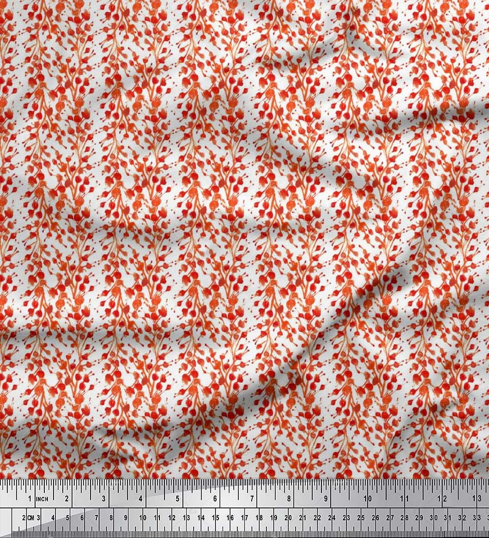 Soimoi Polyester Crepe Fabric Flower Watercolor Print Fabric by Yard 42 Inch Wide