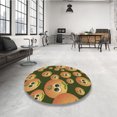 thumbnail image 4 of Ahgly Tapis Rond Lavable en Machine Intérieur Caramel Brun Transitionnel, 7 Pieds Rond, 4 of 7