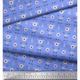 thumbnail image 3 of Soimoi Blue Rayon Fabric Feathers & Anemone Floral Decor Fabric Printed 1 Yard 42 Inch Wide, 3 of 3