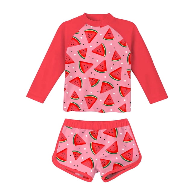 Kid Girl Rash Guard Swimming Bathing Suit Cute Sun Protection Long Sleeve Girls Bathing Suit Size 12-13 Years