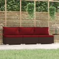 thumbnail image 1 of vidaXL 3-Seater Sofa with Cushions Brown Poly Rattan, 1 of 5