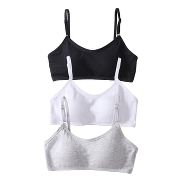 Girls Bra 10-15 Teen Student Girl Teens Bra Cotton Breathable Cami Bra Elastic Shoulder Straps Adjustable Straps Fixed Pads