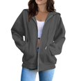 thumbnail image 1 of Chandail à Capuchon pour Femmes, Sweat à Capuche à Fermeture à Glissière devant, Sweat à Capuche Ample et à la Mode, Robe Légère pour Femmes, Veste à Capuche Zippée pour Femmes, 1 of 5