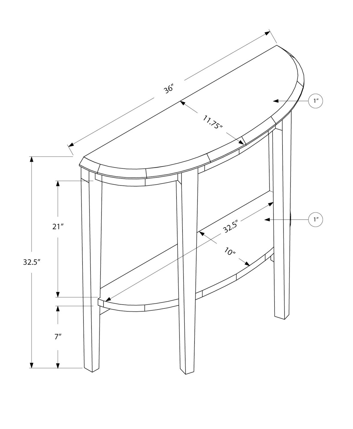 Monarch Specialties Table D'appoint, Console, Entrée, Étroit, Sofa, Salon, Chambre À Coucher, Stratifié, Brun, Contemporain, Moderne