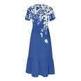 thumbnail image 4 of Pisexur Robes d'Été pour Femmes à Col Rond, Robe Fluide Plissée Tendance à Manches Courtes, Mode avec Poche, Robe d'Été de Plage Évasée à Imprimé Floral, 4 of 4