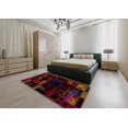 thumbnail image 4 of Ahgly Company Tapis d'Intérieur Ronds Abstraits Rouge Brun Patchwork, 4 Pieds Rond, 4 of 6