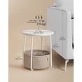 thumbnail image 5 of VASAGLE Small Round Side End Table, Modern Nightstand with Fabric Basket, Matte White and Camel Brown, 5 of 5