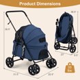 thumbnail image 3 of Gymax Pet Stroller for Small Medium Dogs w/Swivel Front Wheels & One-Step Rear Brake Navy, 3 of 10