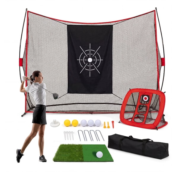 Filet d'Entraînement de Golf Robuste pour l'Intérieur et l'Extérieur, Filet de Frappe de Golf avec Toile de Cible pour Garage, Balançoire de Cour Arrière, Égratignures et Terrain de Conduite