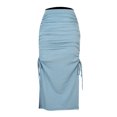 thumbnail image 3 of Women Knitted Package Hip Skirt Summer High Waist Split Skirt with Drawstring, 3 of 9