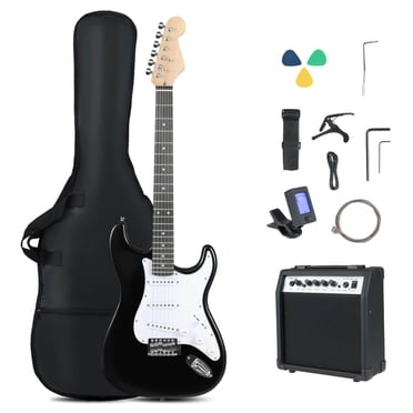Costway Guitare Électrique 39 Pouces Kit pour Débutant avec Amplificateur, Pickup Classique SS, Sac de Concert, Capo Noir
