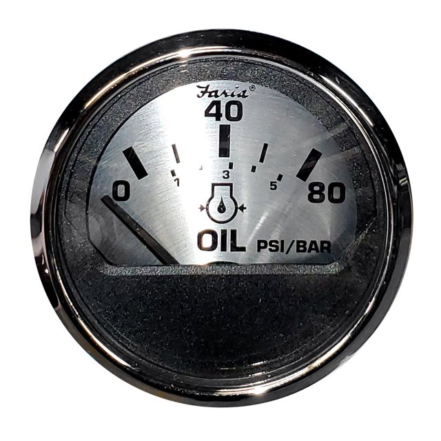 Faria Manomètre à Huile 2 Pouces (80 PSI) - Argent Filé