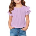 thumbnail image 1 of Yanlir 2025 Chemises d'Été pour Enfants Manches Raglan T-Shirt Graphique à Manches Courtes Haut à Col Rond T-Shirt pour Filles Tee Ample Décontracté Hauts (Violet#1, 12 Ans), 1 of 7