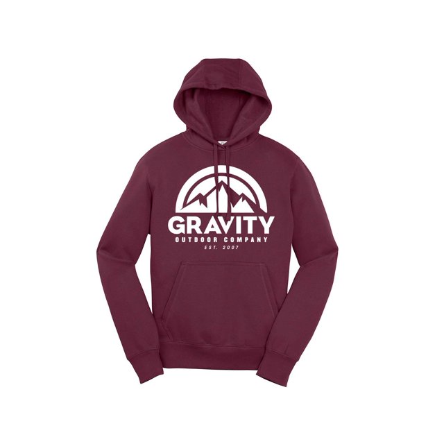 Mens Gravity Outdoor Co. Hooded Sweater - Maroon - White Logo - 2XL