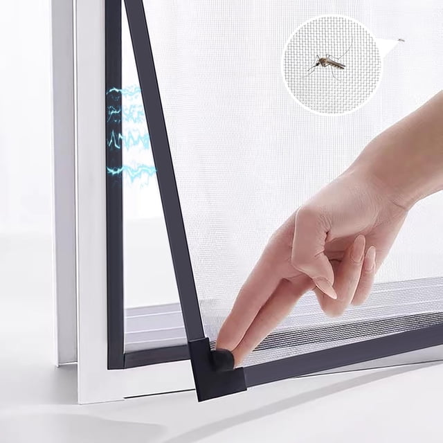 YSTIANN 24"x32" Magnetic Window Screen - DIY Fiberglass Mesh with Grey Net, Adjustable Frame for House Windows WJ85-3648