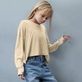 thumbnail image 4 of Plebaso Girls Workout Tops Long/Short Sleeve Open Back Shirts Kids Athletic Running Cropped Tees Tops, 4 of 7