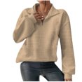 thumbnail image 1 of Timegard Chandail à Demi-Glissière pour Femmes, Chandails à Manches Longues, Automne Hiver, Hauts Amples, Couleur Unie, 1 of 6