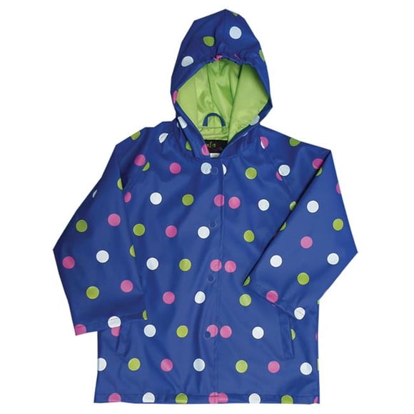 Foxfire FOX-601-25-3T Childrens Navy Polka Dot Raincoat - Size 3T