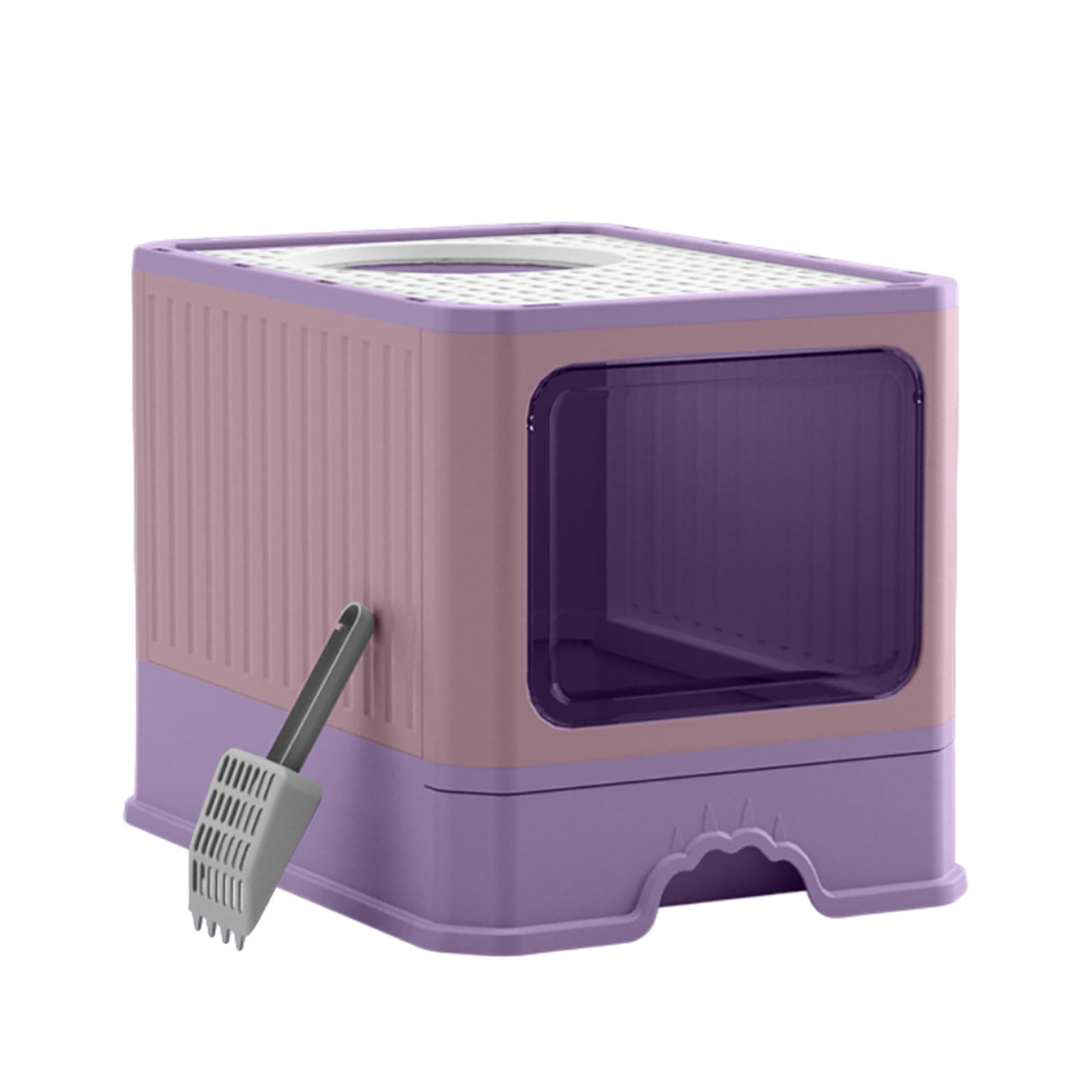 Cat Litter with Large Foldable Litter with Lid Front Entry Top Kitty Odor Control Easy to Clean