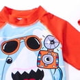 thumbnail image 4 of PMVFHDE Toddler Boys' 3-Piece Swimsuit Set - Short Sleeve Rash Guard + Elastic Waist Trunks & Swim Cap, Quick-Dry Breathable Sun Protection for Beach/Pool Sky Blue-E,8-9 Years, 4 of 8