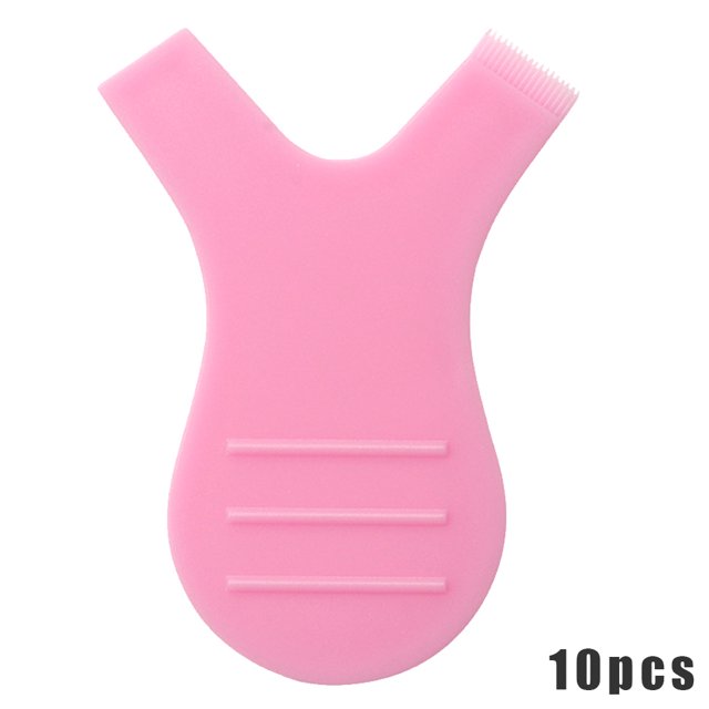 10pcs/bag Eyelash Brushes Plastic Eyelash Lifting Perm Comb Y Shape Portable Makeup Tools, Pink