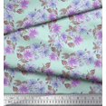 thumbnail image 2 of Soimoi Moss Georgette Fabric Leaves & Buttercup Floral Decor Fabric Printed Yard 42 Inch Wide, 2 of 3