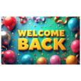 thumbnail image 3 of Welcome Back Banner Gradient Heart Stars Party Decoration Background Backdrop for Office Classroom Event Photography Celebration Decors, 3 of 4