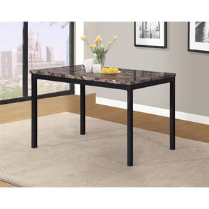 Roundhill Furniture Noyes Metal Dining Table with Laminated Faux Marble Top