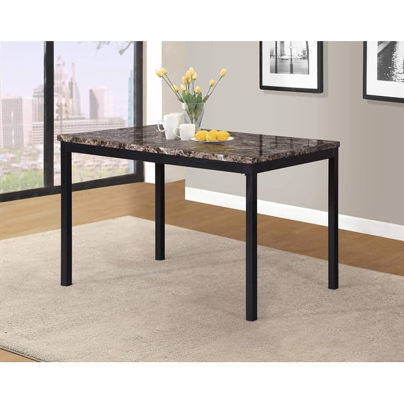 Roundhill Furniture Noyes Metal Dining Table with Laminated Faux Marble Top