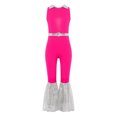 thumbnail image 3 of Hansber Combinaisons de Danse Disco Sans Manches à Sequins pour Filles Enfants Rose Vif 16, 3 of 5