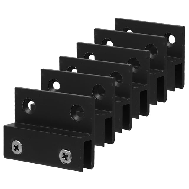 OUNONA 6Pcs Black Aluminum Alloy Glass Fixing Clips for Mirror Mounting with Stable Hold and Easy Installation