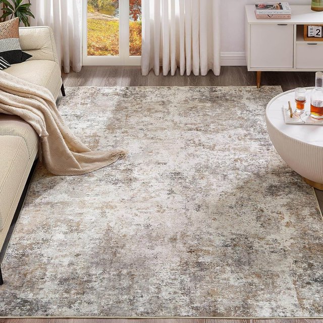 x Area Rug Living Room Rugs Washable Neutral Modern Abstract Soft Thin Large Rug Indoor Floor No Slip Rug Carpet for Bedroom Under Dining Table Home Office Decor Grey