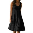 thumbnail image 1 of CHUANK Robes en Lin pour Femmes Été Grande Taille Manches Courtes Col en V Longueur Genou Robe Ample Décontractée Confortable Robe de Plage Soldes de Liquidation 2024, 1 of 6