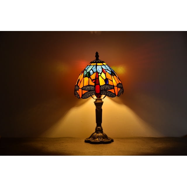 Tiffany Style Desk Lamp Bedside Table Lamp Bedroom Stained-Glass 14.5'' Height Multi-Color
