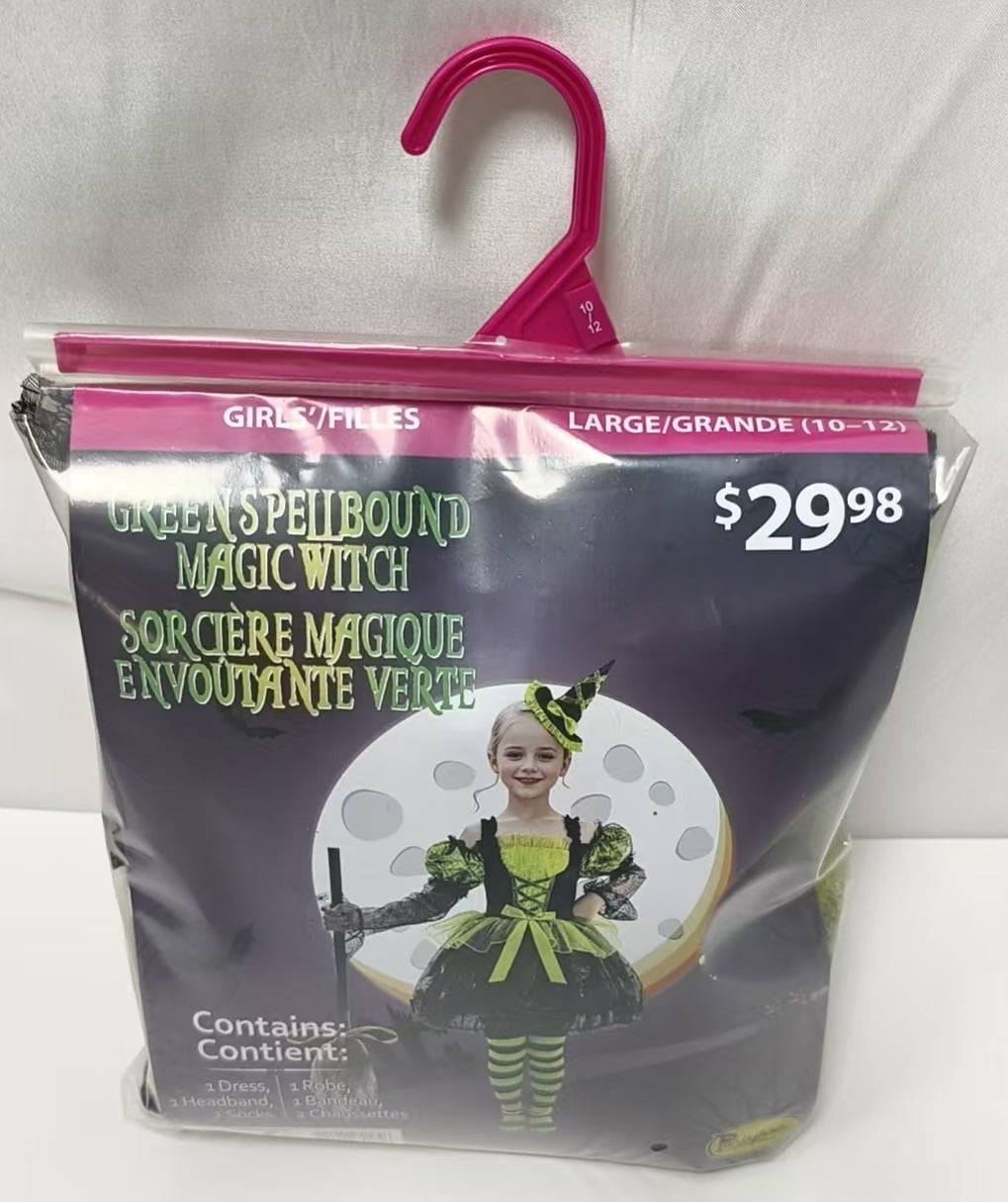 Partyholic Green Witch Costume for Girls, Large Size