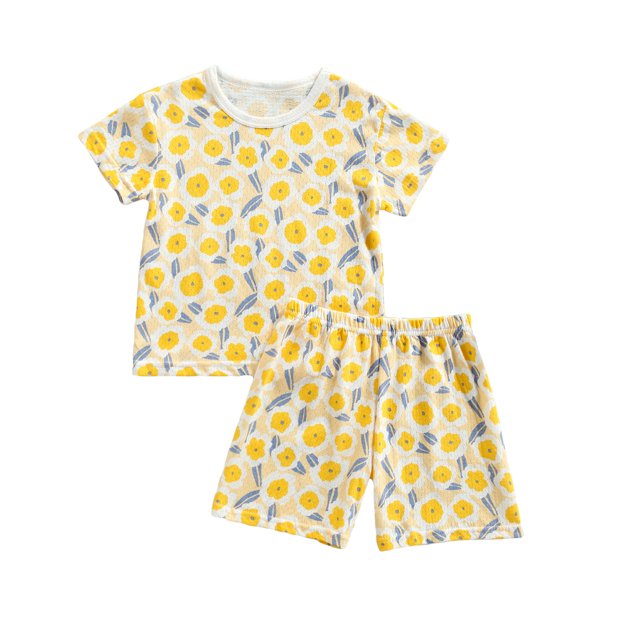 Kmbangi Vêtements de Loisirs pour Tout-Petits Manches Courtes Col Rond Hauts Shorts