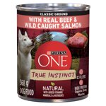 Purina ONE True Instinct Classic Boeuf au sol & Saumon sauvage, nourriture pour chiens mouillés 368 g
