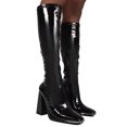 thumbnail image 2 of Womans Head Thick Heel Bright Leather High Heel Boots Side Zipper Middle Boots, 2 of 9