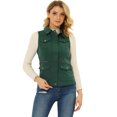 thumbnail image 1 of INSPIRE CHIC Veste Zippée pour Femme Sans Manches Anorak Gilet Utilitaire Veste avec Poches TP Vert Foncé, 1 of 1