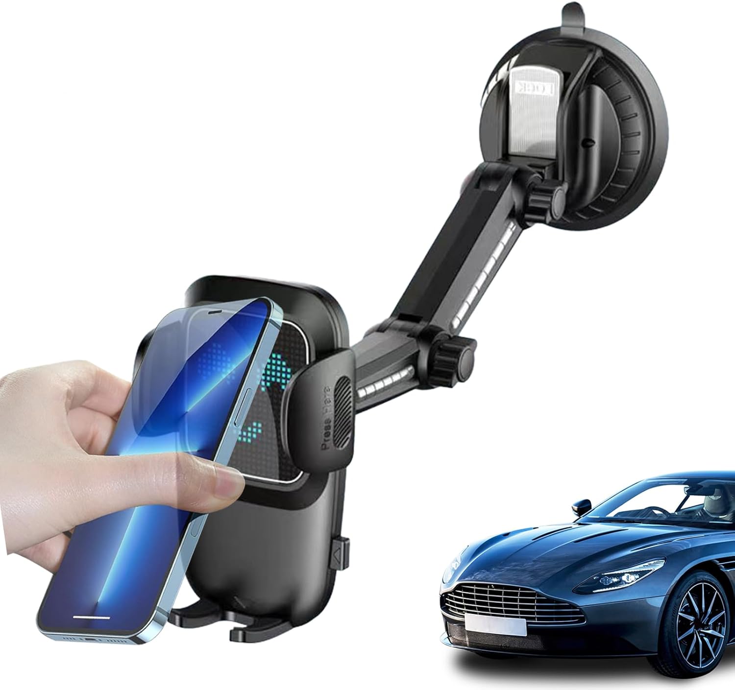XIHAMA Windshield Car Phone Mount, Phone Mount for Car 360° Rotatable, Portable Car Phone Holder with Suction Cup, Phone Support with 5Kg Bearing Load, Shock-Proof Phone Holder for Vehicles