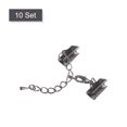 thumbnail image 3 of Unique Bargains 10Set Ribbon Crimp Clamp Ends Lobster Claw Clasps & Chain 13mm Metallic Black for DIY, 3 of 7