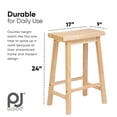 thumbnail image 3 of PJ Wood Classic 24 Inch Saddle Seat Kitchen Bar Counter Stool, Natural (2 Pack), 3 of 11