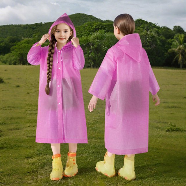 Cowsor Ponchos de Pluie Imperméables pour Garçons Filles Poncho de Pluie Réutilisable avec Capuchon et Manches Manteaux de Pluie Imperméables d'Extérieur Veste