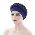 thumbnail image 1 of Fashion Women Beading Braid Hat Muslim Ruffle Cancer Wrap Cap Sleep Caps Satin Lined Hair Bonnets, 1 of 2